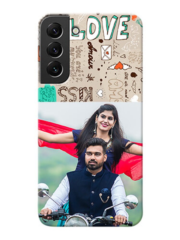Custom Galaxy S22 Plus 5G Personalised mobile covers: Love Doodle Pattern 