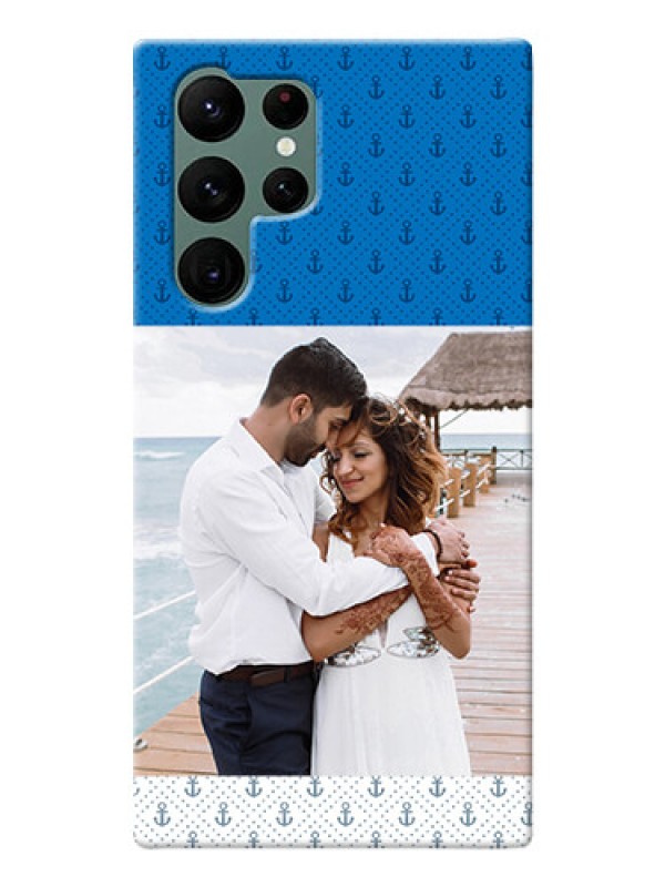 Custom Galaxy S22 Ultra 5G Mobile Phone Covers: Blue Anchors Design