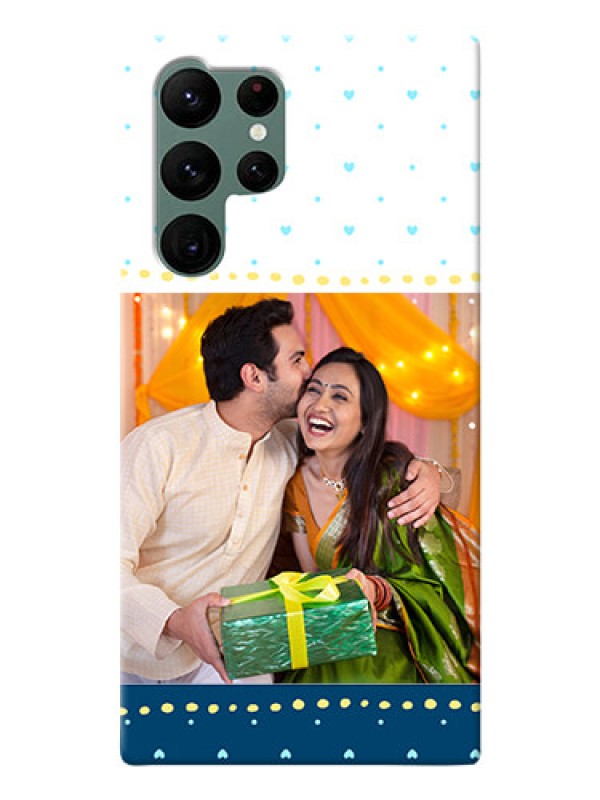 Custom Galaxy S22 Ultra 5G Phone Covers: White and Blue Abstract Design