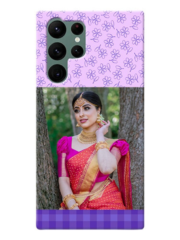 Custom Galaxy S22 Ultra 5G Mobile Cases: Purple Floral Design