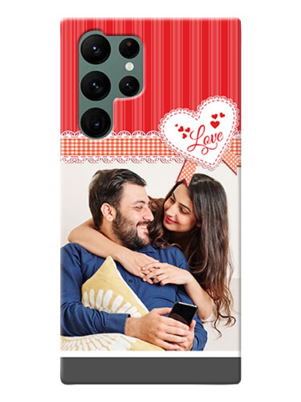 Custom Galaxy S22 Ultra 5G phone cases online: Red Love Pattern Design