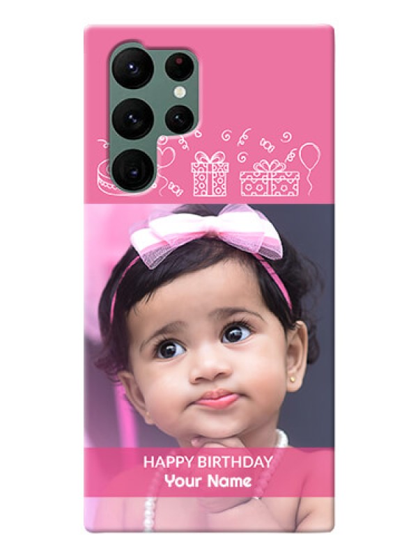 Custom Galaxy S22 Ultra 5G Custom Mobile Cover with Birthday Line Art Design