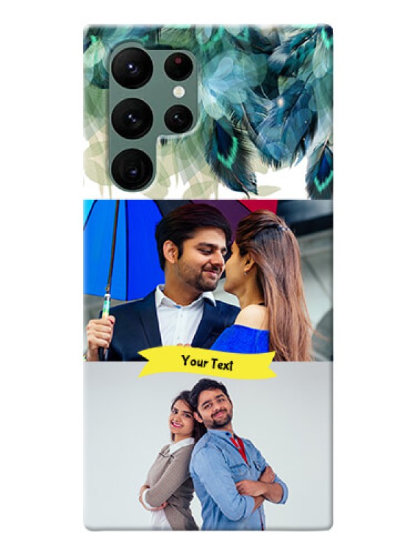 Custom Galaxy S22 Ultra 5G Phone Cases: Image with Boho Peacock Feather Design