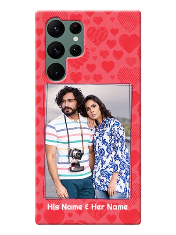 Custom Galaxy S22 Ultra 5G Mobile Back Covers: with Red Heart Symbols Design