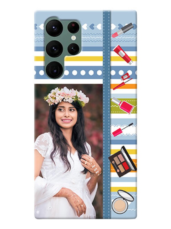 Custom Galaxy S22 Ultra 5G Personalized Mobile Cases: Makeup Icons Design