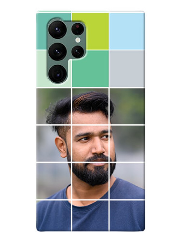 Custom Galaxy S22 Ultra 5G personalised phone covers with white box pattern 