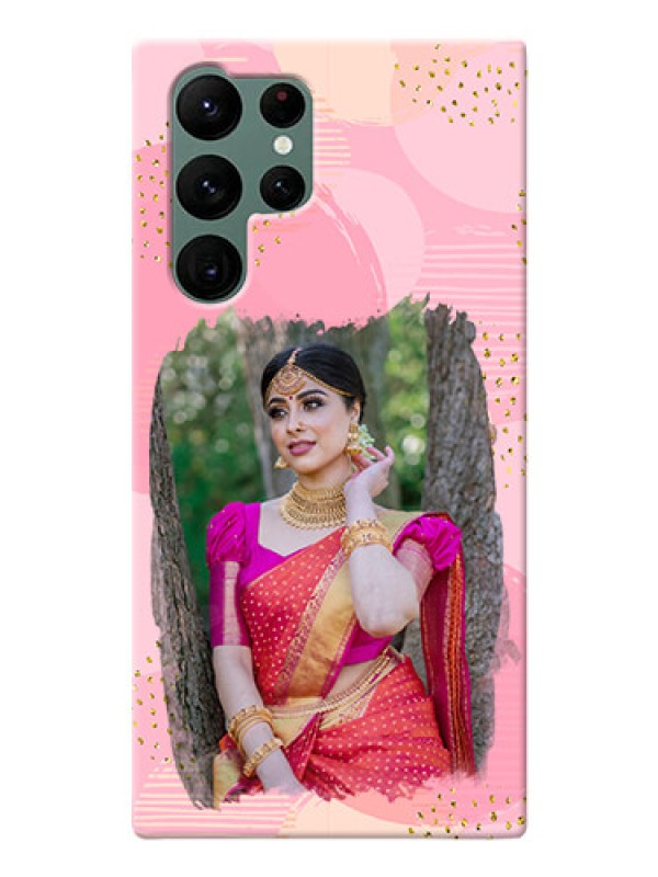 Custom Galaxy S22 Ultra 5G Phone Covers for Girls: Gold Glitter Splash Design