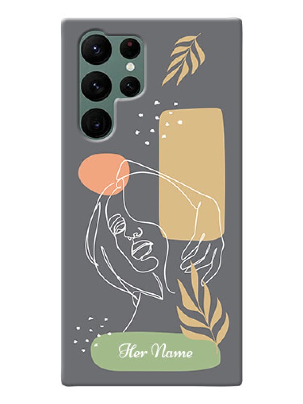 Custom Galaxy S22 Ultra 5G Phone Back Covers: Gazing Woman line art Design