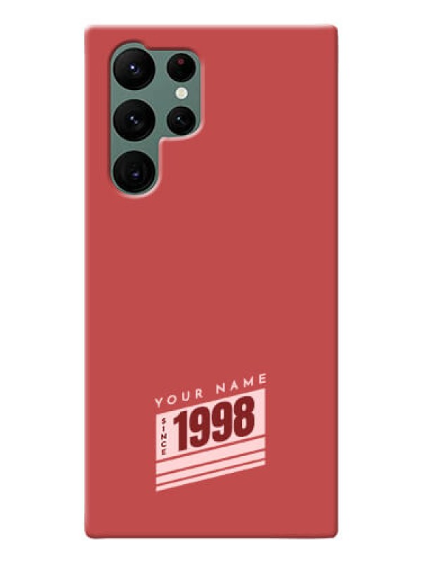 Custom Galaxy S22 Ultra 5G Phone Back Covers: Red custom year of birth Design