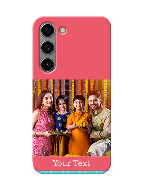 Custom Samsung Galaxy S23 5G Mobile Back Covers: Peach & Blue Color Design