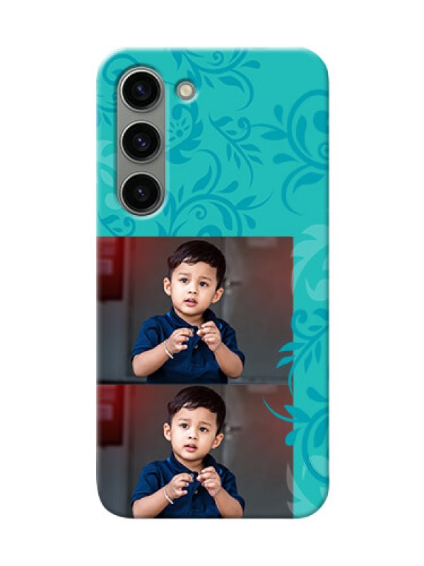 Custom Samsung Galaxy S23 5G Mobile Cases with Photo and Green Floral Design 