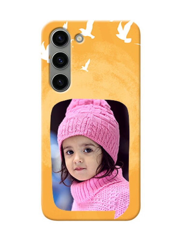 Custom Samsung Galaxy S23 5G Phone Covers: Water Color Design with Bird Icons