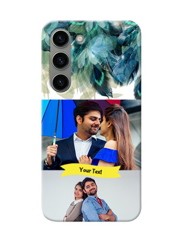 Custom Samsung Galaxy S23 5G Phone Cases: Image with Boho Peacock Feather Design