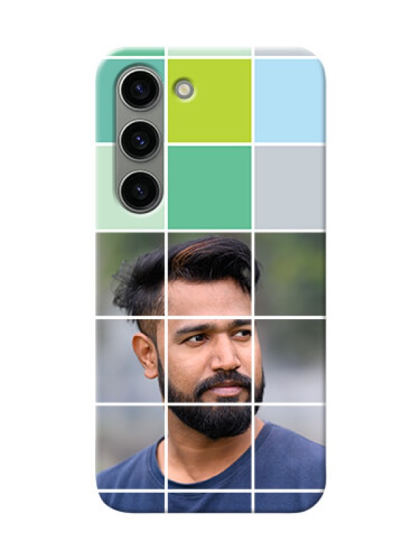 Custom Samsung Galaxy S23 5G personalised phone covers with white box pattern 