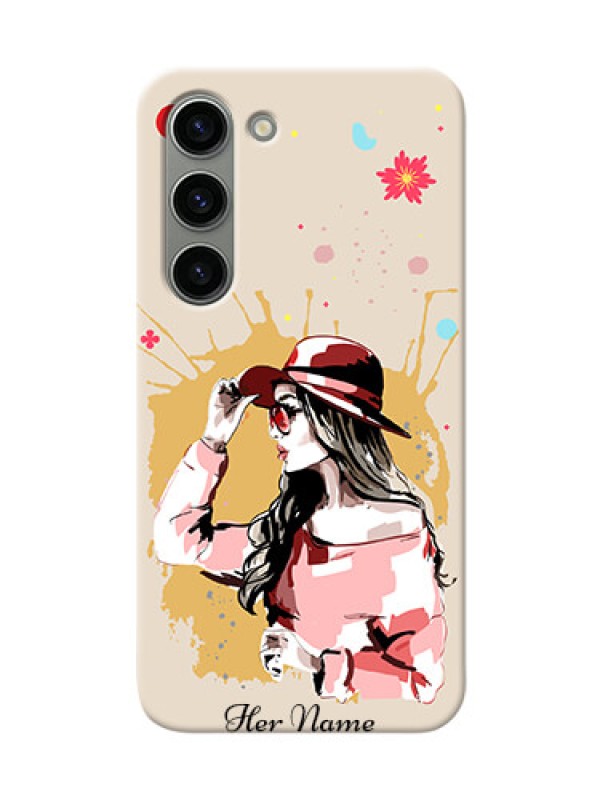 Custom Galaxy S23 5G Back Covers: Women with pink hat  Design