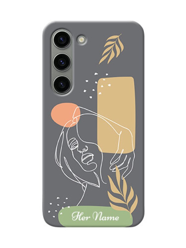 Custom Galaxy S23 5G Phone Back Covers: Gazing Woman line art Design