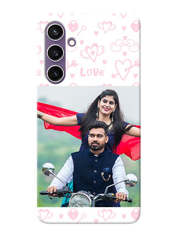 Custom Galaxy S23 FE 5G personalized phone covers: Pink Flying Heart Design