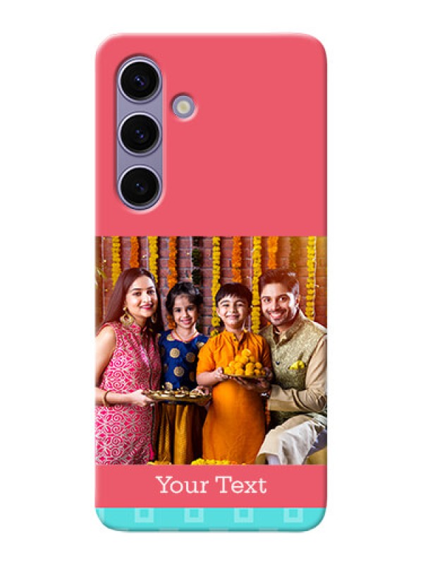 Custom Galaxy S24 5G Mobile Back Covers: Peach & Blue Color Design