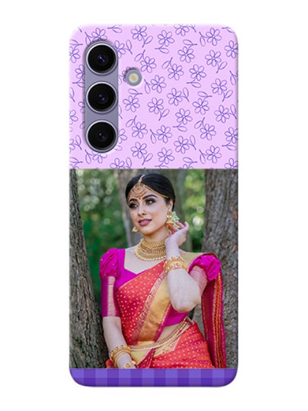 Custom Galaxy S24 5G Mobile Cases: Purple Floral Design