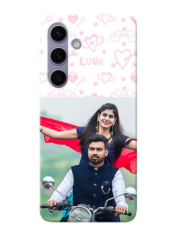 Custom Galaxy S24 5G personalized phone covers: Pink Flying Heart Design