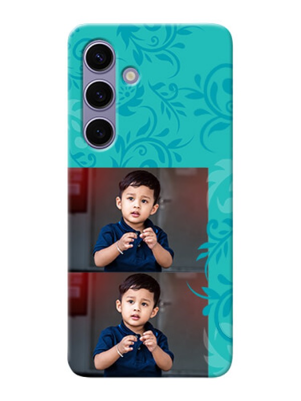 Custom Galaxy S24 5G Mobile Cases with Photo and Green Floral Design
