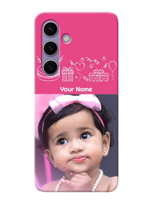 Custom Galaxy S24 5G Custom Mobile Cover with Birthday Line Art Design