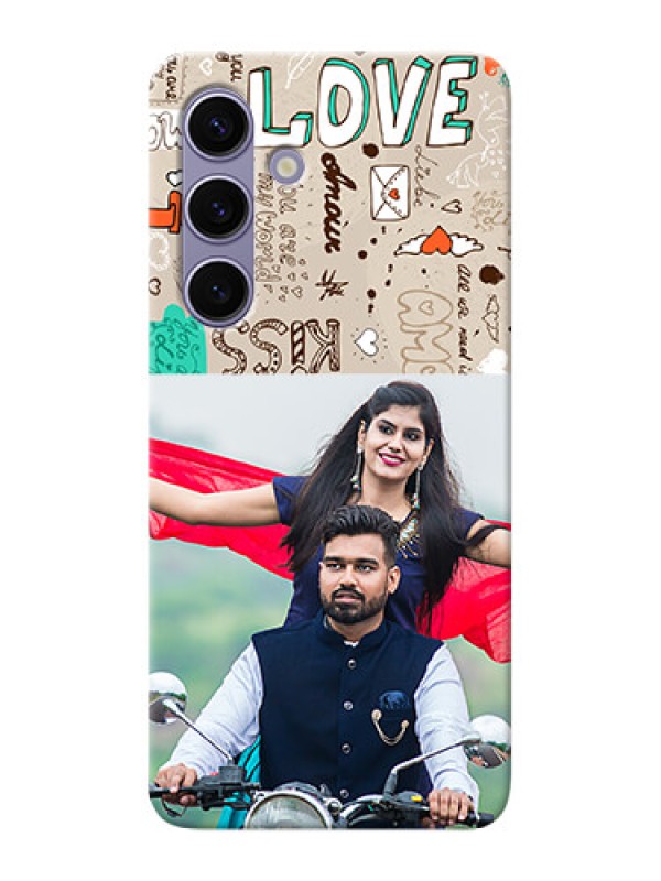 Custom Galaxy S24 5G Personalised mobile covers: Love Doodle Pattern