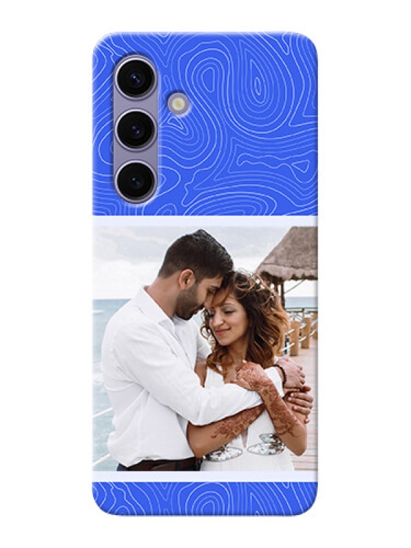Custom Galaxy S24 5G Custom Mobile Case with Curved line art with blue and white Design