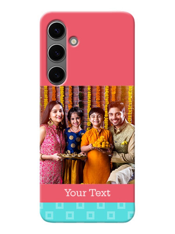 Custom Galaxy S24 Plus 5G Mobile Back Covers: Peach & Blue Color Design