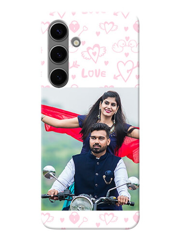 Custom Galaxy S24 Plus 5G personalized phone covers: Pink Flying Heart Design