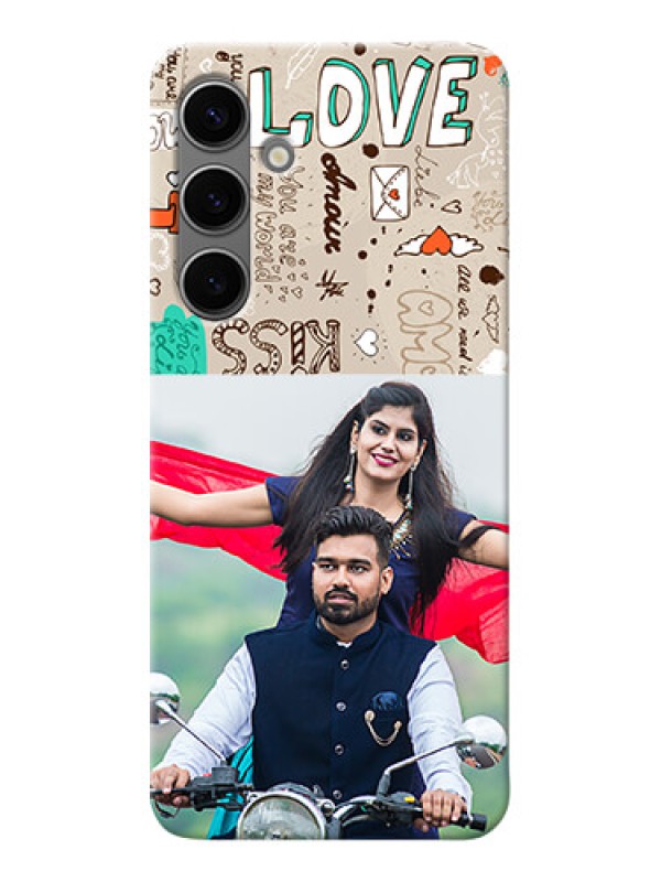Custom Galaxy S24 Plus 5G Personalised mobile covers: Love Doodle Pattern