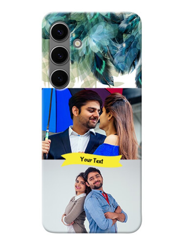 Custom Galaxy S24 Plus 5G Phone Cases: Image with Boho Peacock Feather Design