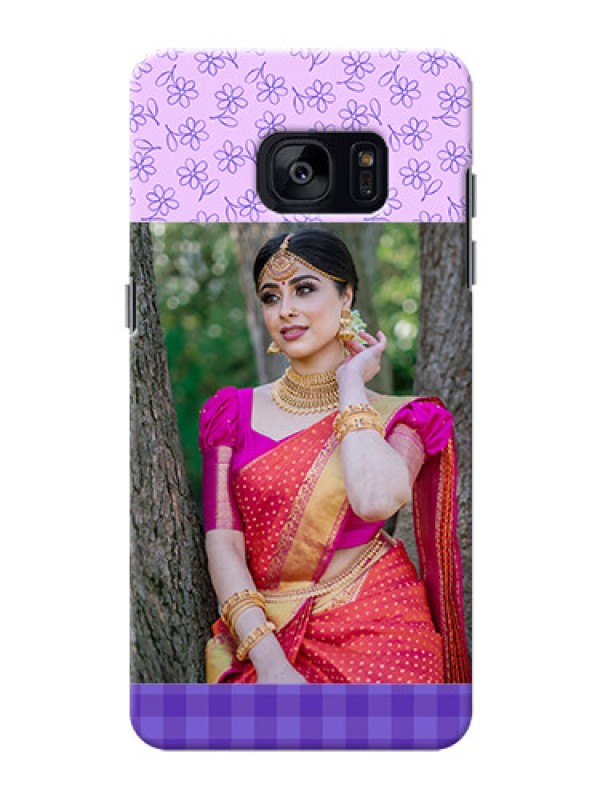Custom Samsung Galaxy S7 Edge Floral Design Purple Pattern Mobile Cover Design
