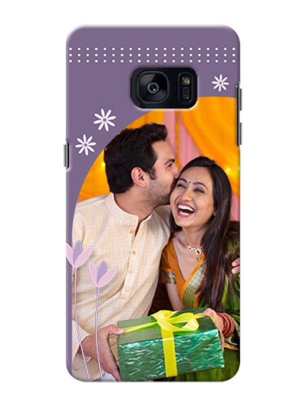 Custom Samsung Galaxy S7 Edge lavender background with flower sprinkles Design