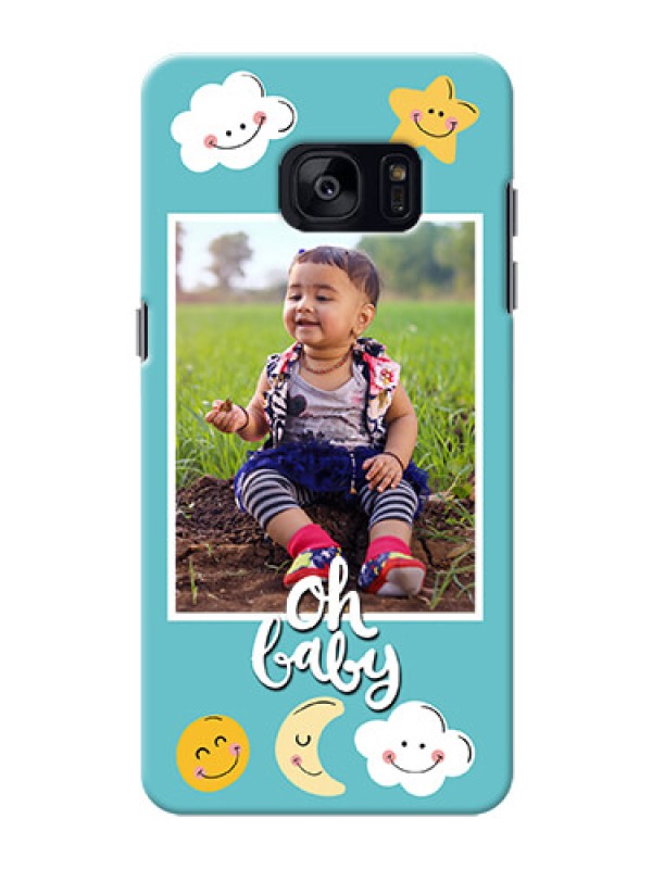 Custom Samsung Galaxy S7 Edge kids frame with smileys and stars Design