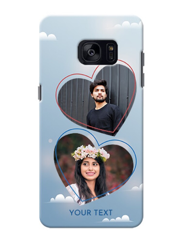 Custom Samsung Galaxy S7 Edge couple heart frames with sky backdrop Design