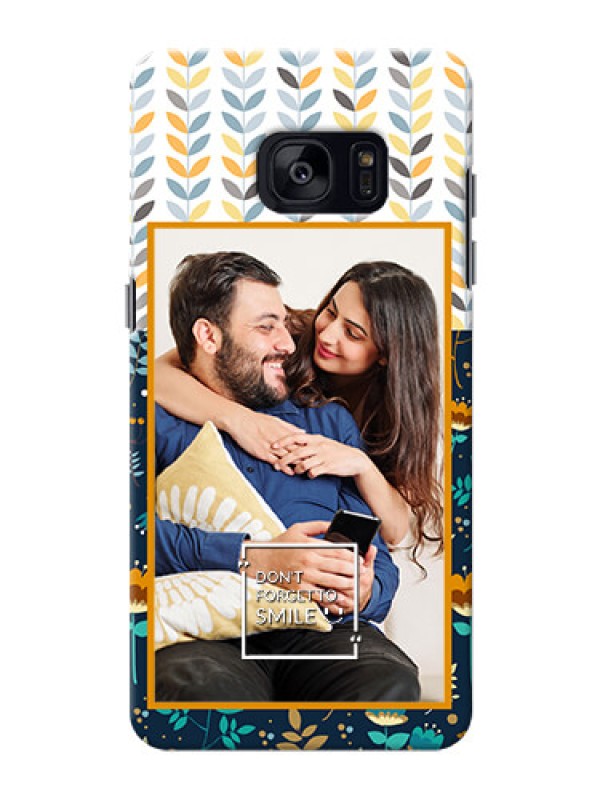 Custom Samsung Galaxy S7 Edge seamless and floral pattern design with smile quote Design