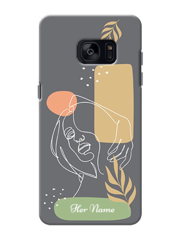Custom Galaxy S7 Edge Phone Back Covers: Gazing Woman line art Design