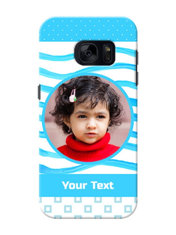 Custom Samsung Galaxy S7 Simple Blue Design Mobile Case Design