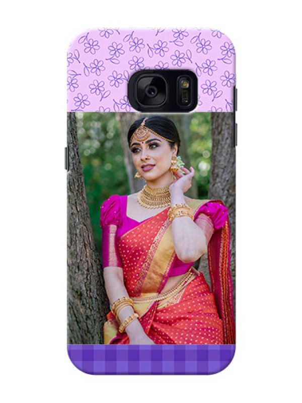 Custom Samsung Galaxy S7 Floral Design Purple Pattern Mobile Cover Design