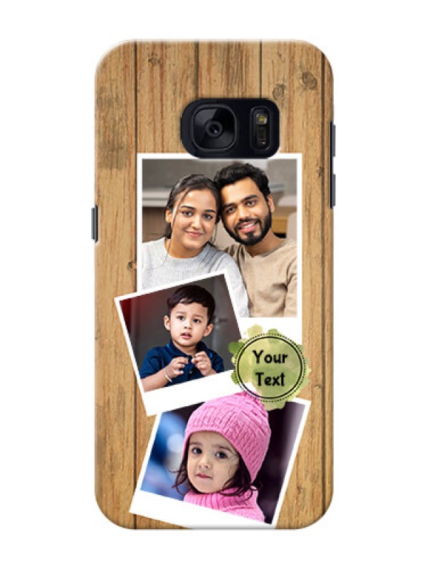 Custom Samsung Galaxy S7 3 image holder with wooden texture  Design