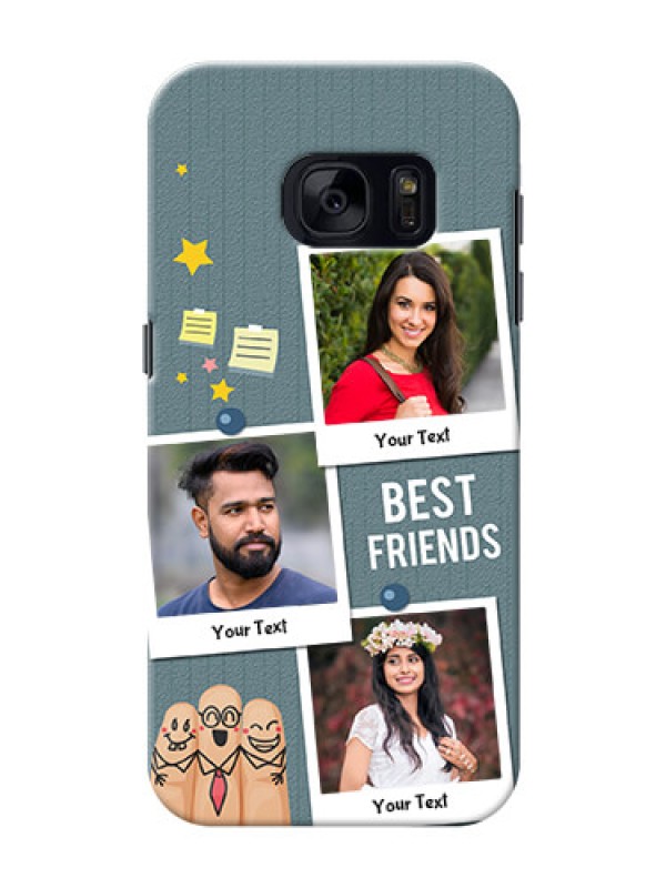 Custom Samsung Galaxy S7 3 image holder with sticky frames and friendship day wishes Design
