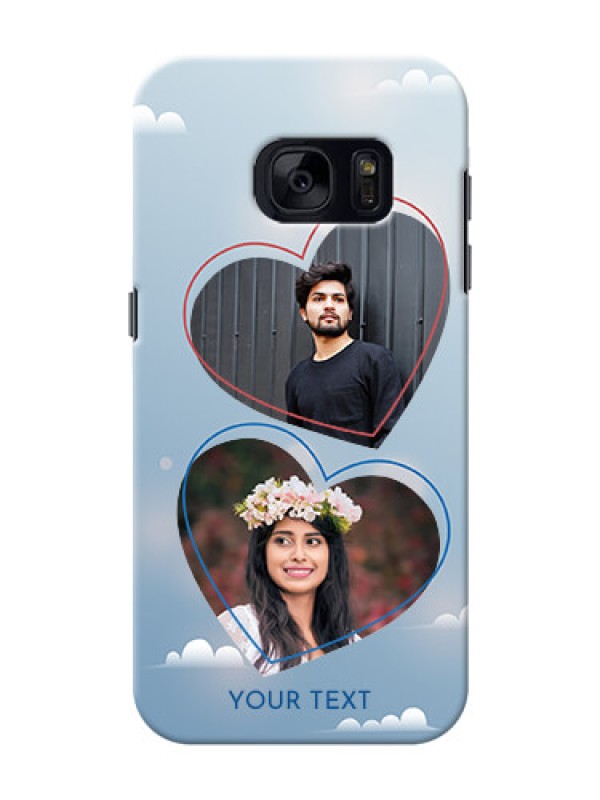 Custom Samsung Galaxy S7 couple heart frames with sky backdrop Design