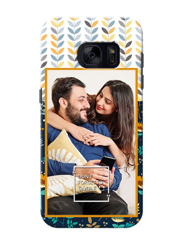 Custom Samsung Galaxy S7 seamless and floral pattern design with smile quote Design