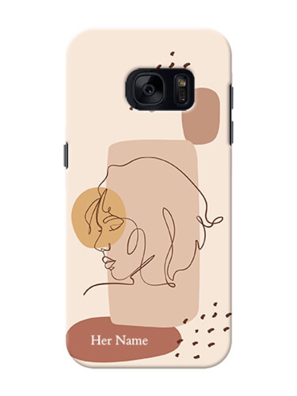 Custom Galaxy S7 Custom Phone Covers: Calm Woman line art Design