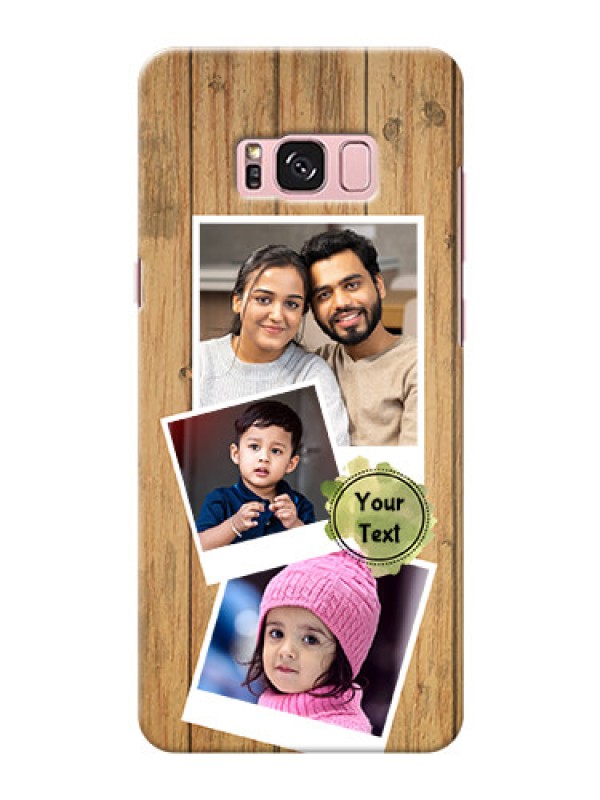 Custom Samsung Galaxy S8 Plus 3 image holder with wooden texture  Design