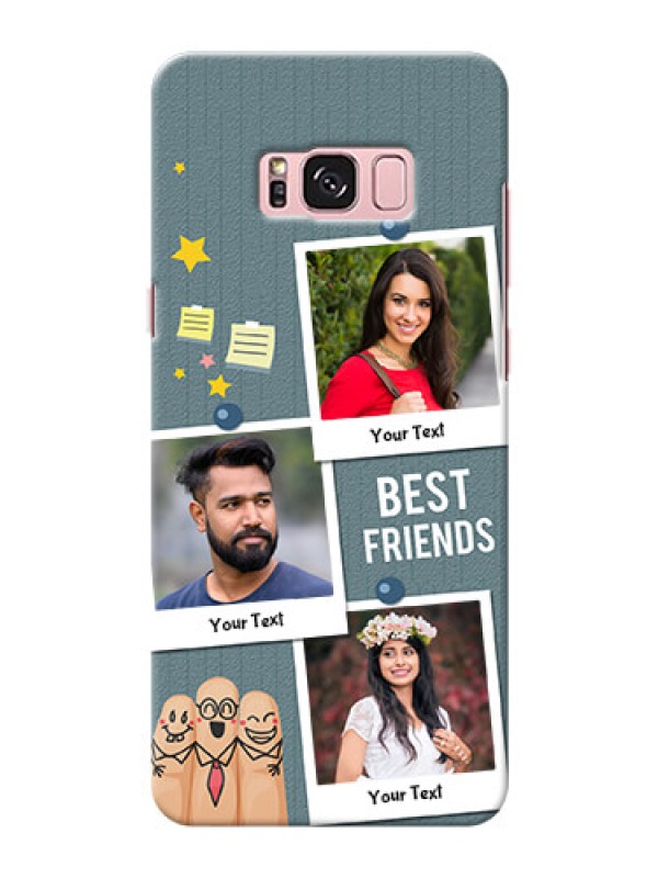 Custom Samsung Galaxy S8 Plus 3 image holder with sticky frames and friendship day wishes Design