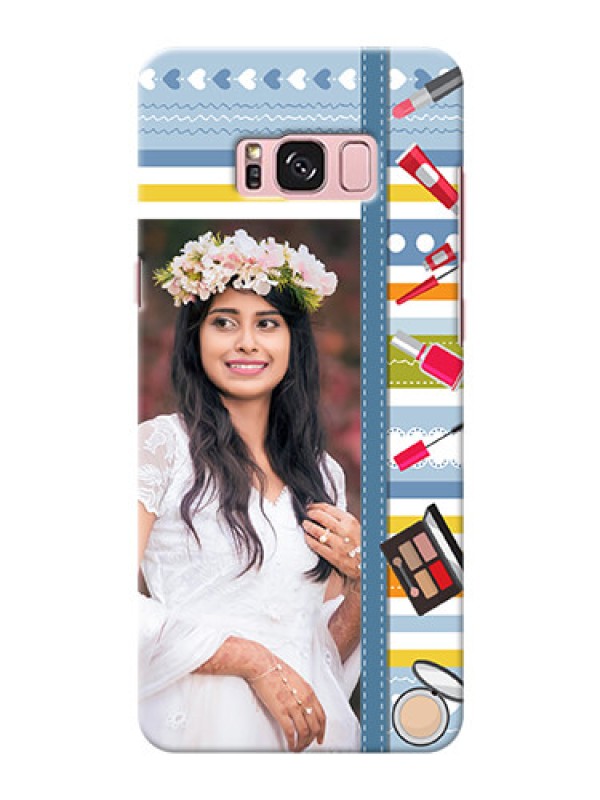 Custom Samsung Galaxy S8 Plus hand drawn backdrop with makeup icons Design