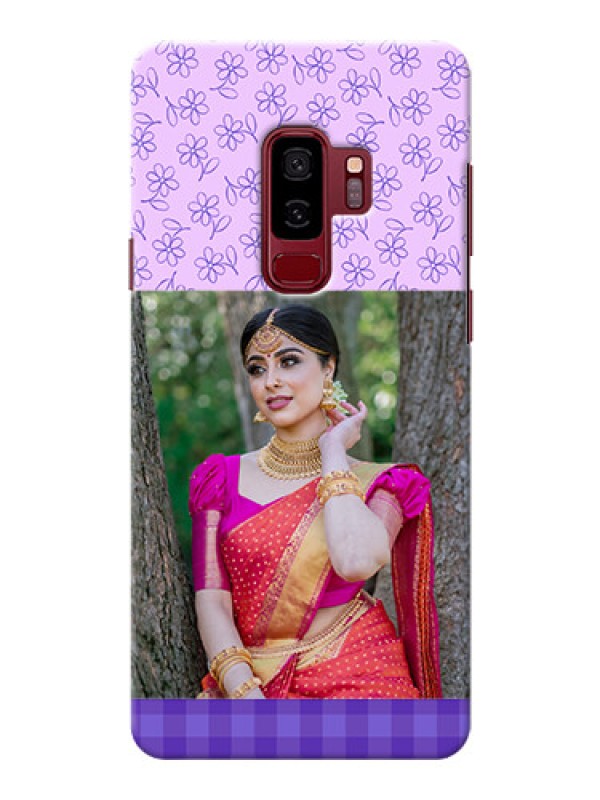 Custom Samsung Galaxy S9 Plus Floral Design Purple Pattern Mobile Cover Design