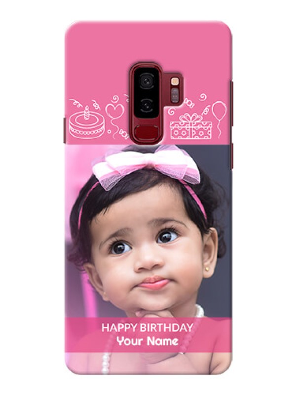 Custom Samsung Galaxy S9 Plus plain birthday line arts Design